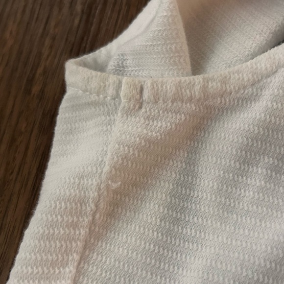 LUCKY BRAND Babydoll Peplum Tank Top Twisted V Neck Ribbed Ivory Casual Y2K | M - Picture 9 of 10